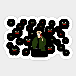 Sefie Lover with Green Jacket Cute Boy - Mask Mode Sticker